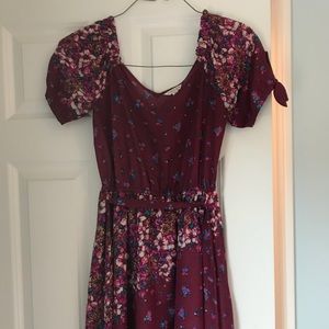 Cap-sleeved Floral Dress